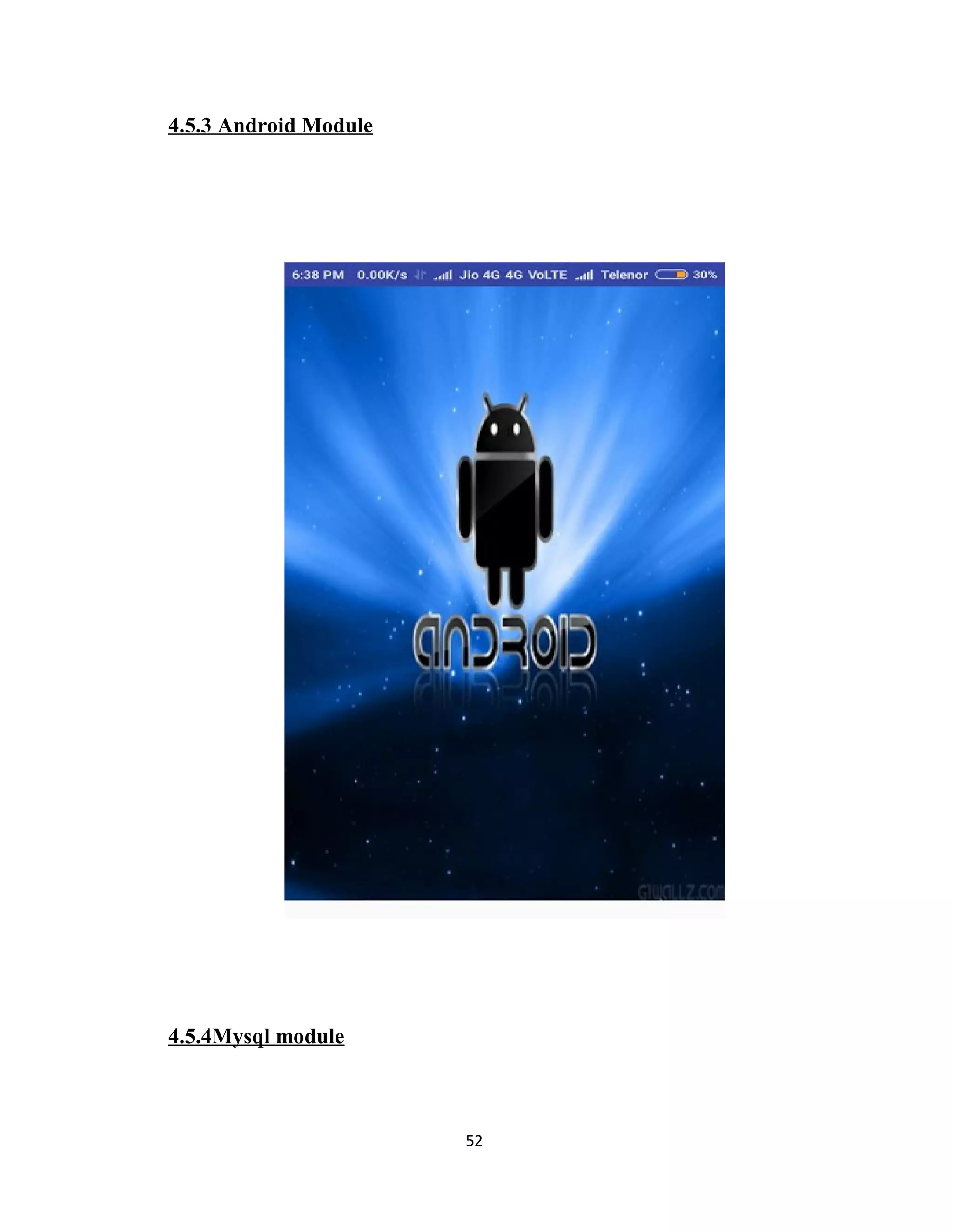 4.5.3 Android Module
4.5.4Mysql module
52
 