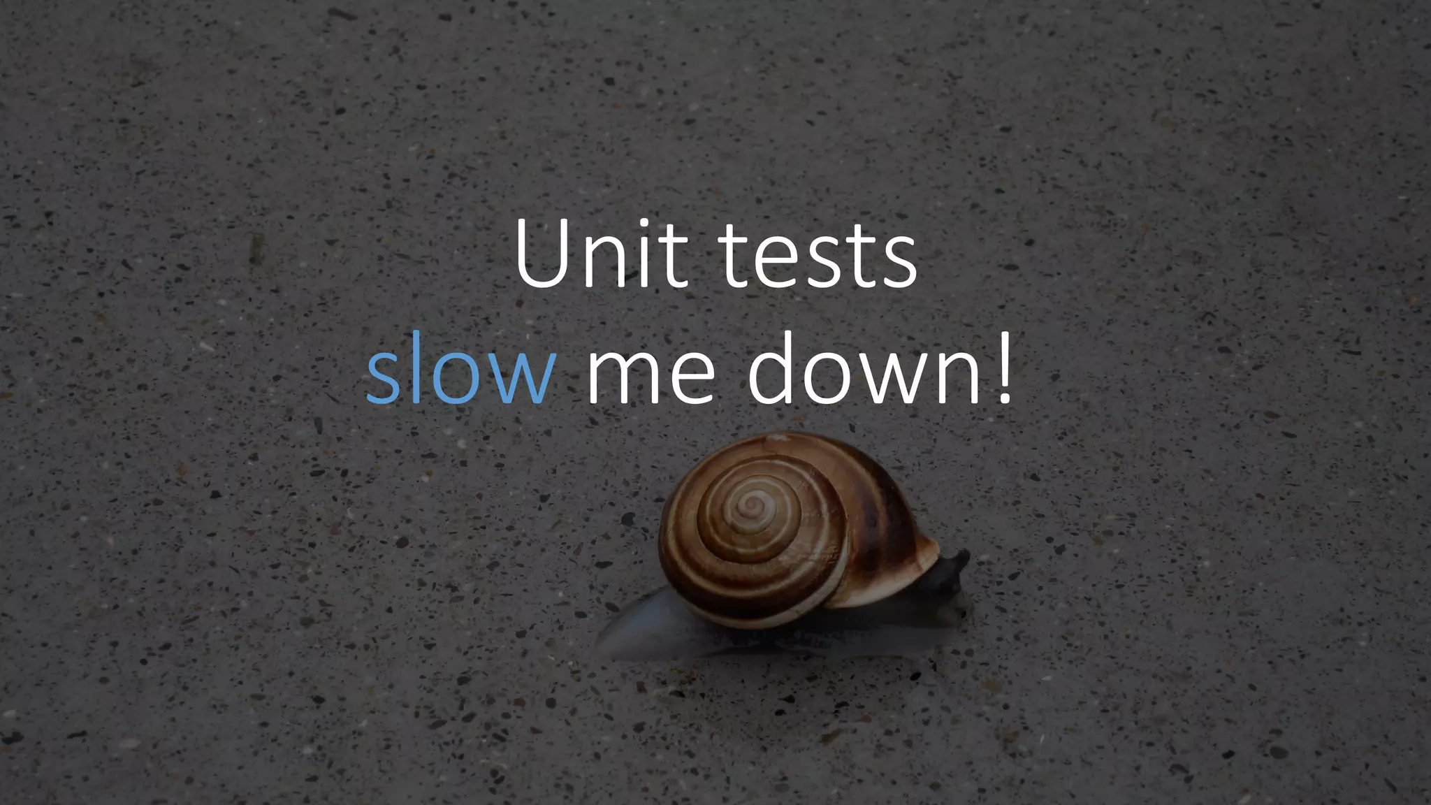 Unit	tests	
slow me	down!?
 