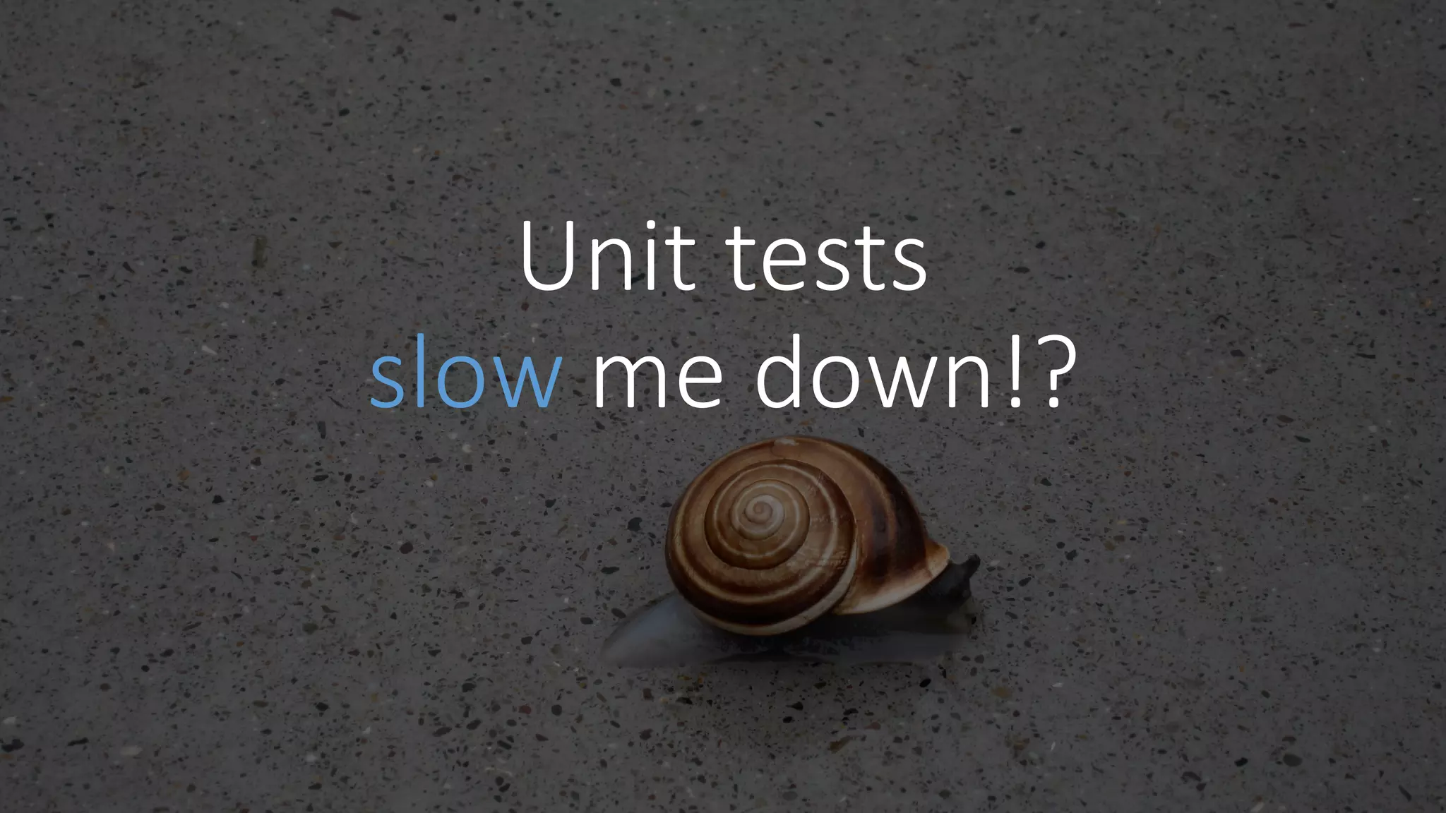 Unit	tests	
slow me	down!?
 