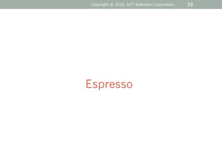 72
Espresso
Copyright © 2016, NTT Software Corporation.
 