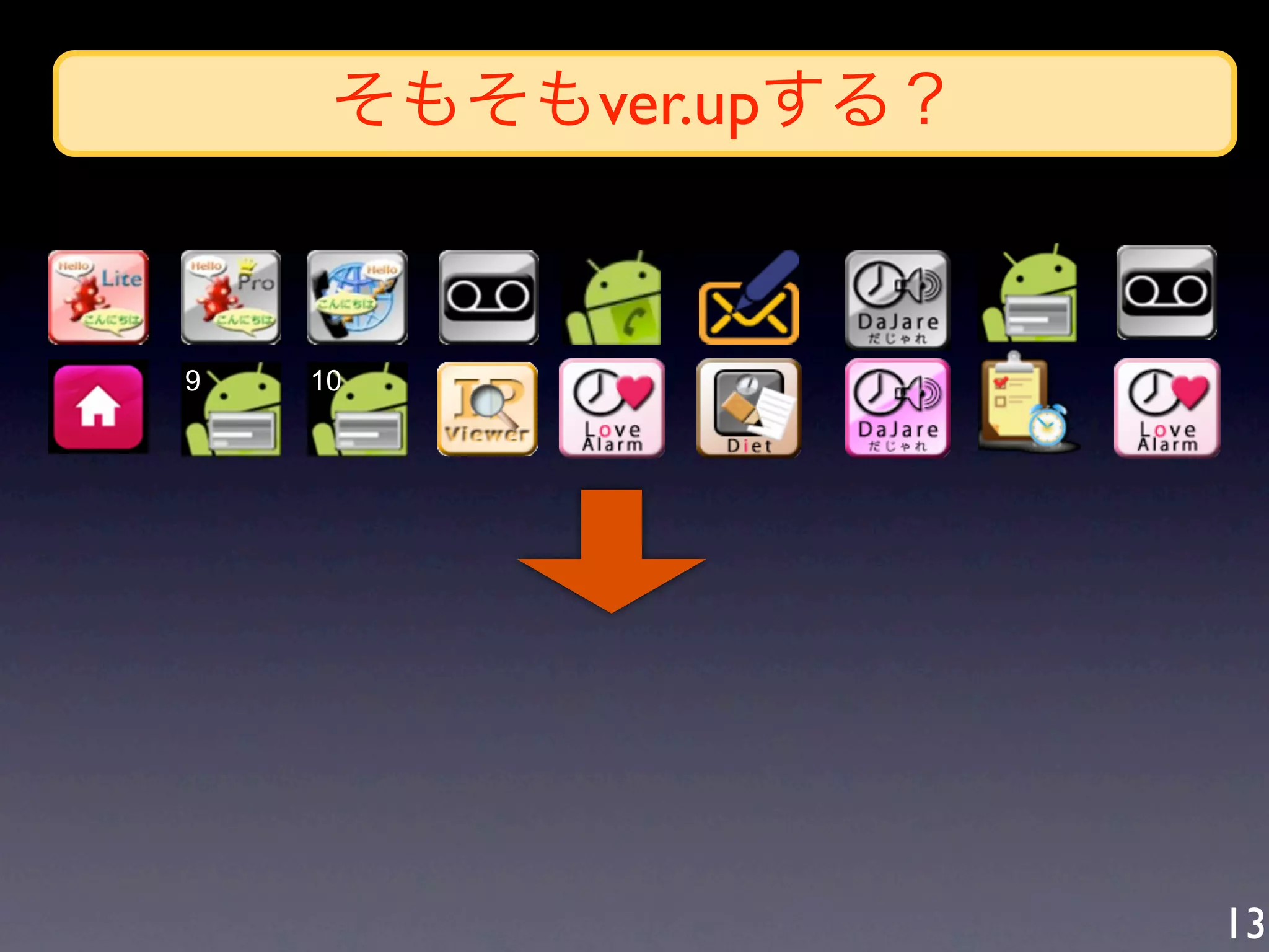 そもそもver.upする？


9   10




                     13
 