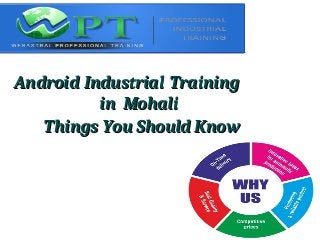 Android Industrial TrainingAndroid Industrial Training
in Mohaliin Mohali
Things You Should KnowThings You Should Know
 