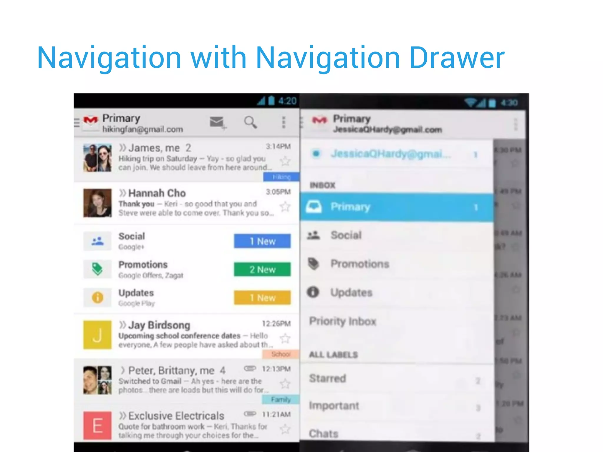 Navigation with Navigation Drawer
 