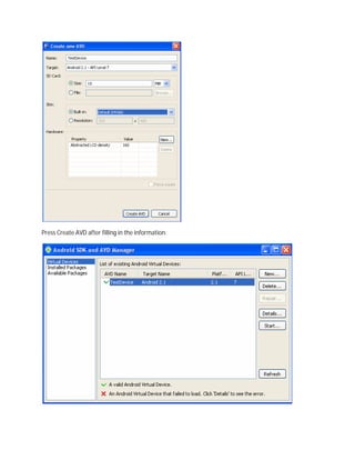 Press Create AVD after filling in the information.
 
