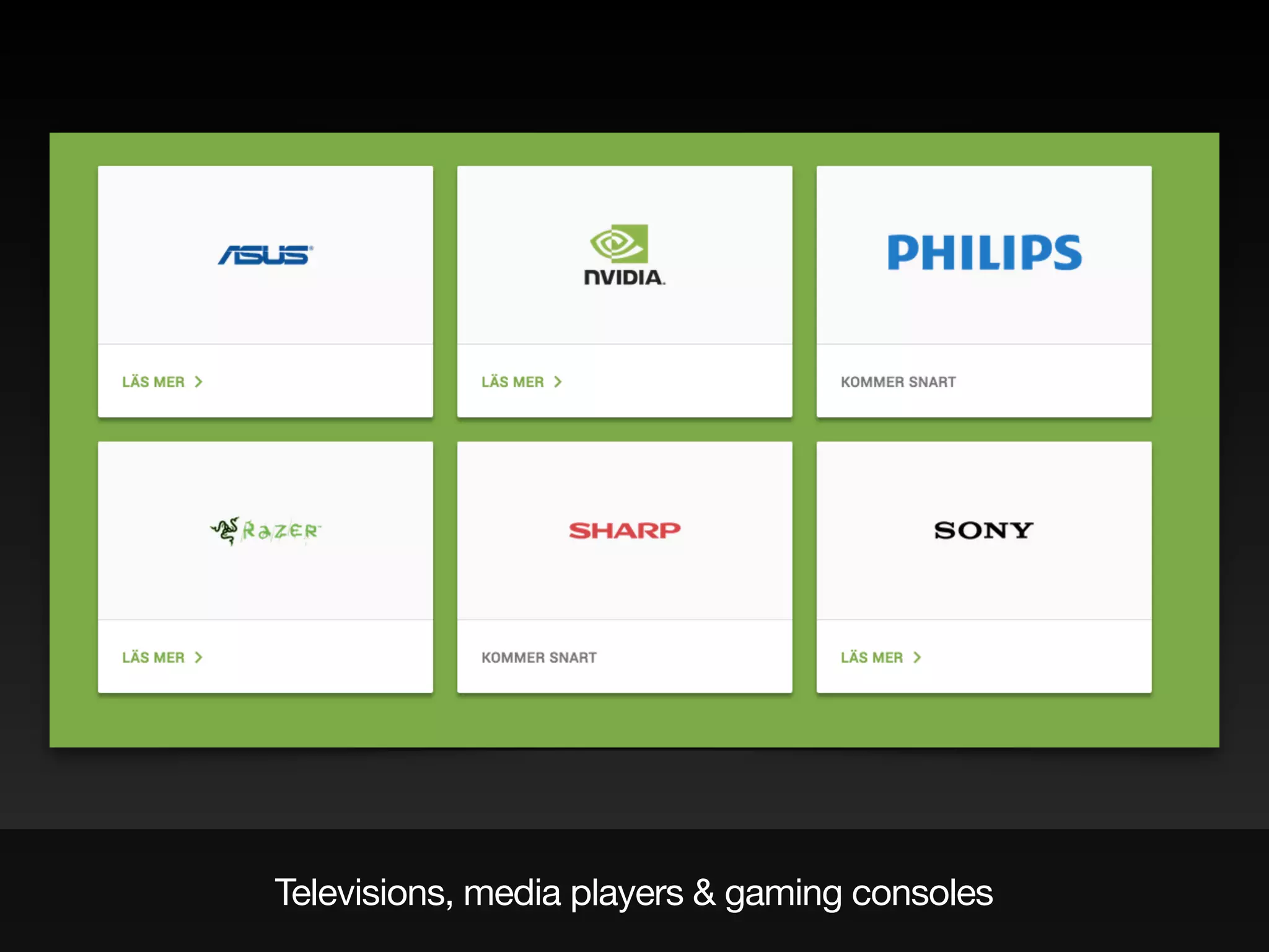 Televisions, media players & gaming consoles