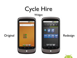 Cycle Hire
              Widget




Original                Redesign
 