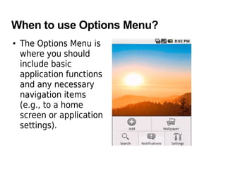 Android ui menu | PDF