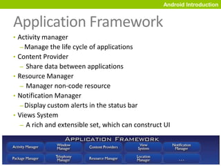 OHA have developed Android™, the first complete, open, and free mobile platformAndroid Introduction