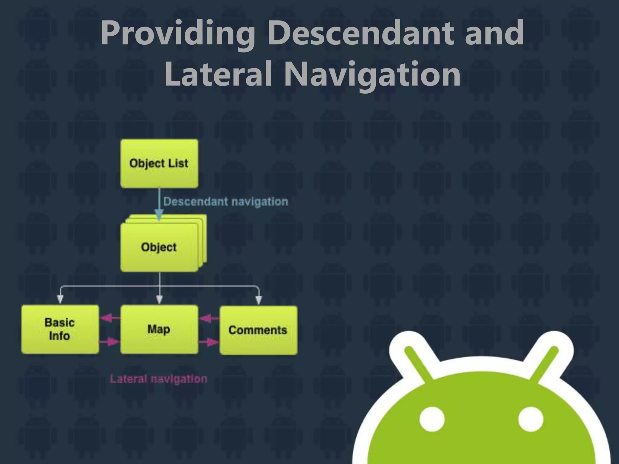Providing Descendant and
Lateral Navigation
 