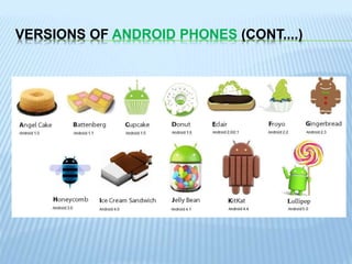 VERSIONS OF ANDROID PHONES (CONT....)
 