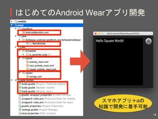 はじめてのAndroid Wearアプリ開発
18
スマホアプリ＋αの
知識で開発に着手可能
 