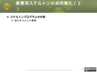 実習用スケルトンの非同期化（２
）
スケルトンプログラムの内容
別ドキュメント参照

This material is licensed under the Creative Commons License BY-NC-SA 4.0.

ⅰ - 140

 