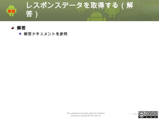 レスポンスデータを取得する（解
答）
解答
解答ドキュメントを参照

This material is licensed under the Creative
Commons License BY-NC-SA 4.0.

ⅰ - 170

 