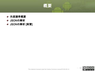 概要
外部連帯概要
JSONの解析
JSONの解析 [実習]

This material is licensed under the Creative Commons License BY-NC-SA 4.0.

ⅰ - 185

 