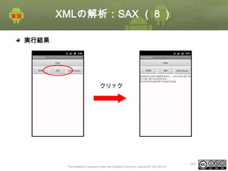 XMLの解析：SAX （８）
実行結果

クリック

This material is licensed under the Creative Commons License BY-NC-SA 4.0.

ⅰ - 245

 