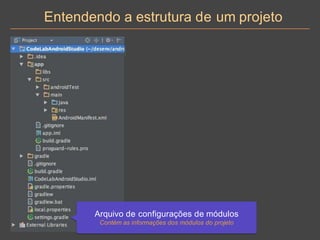 Entendendo a estrutura de um projeto
Arquivo de configurações de módulos
Contém as informações dos módulos do projeto
 