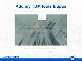 11
Add my TDM tools & apps
This is where the footer goes
 