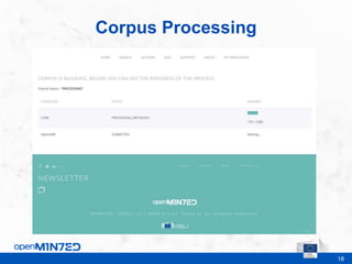 18
Corpus Processing
This is where the footer goes
 