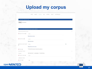 20
Upload my corpus
This is where the footer goes
 