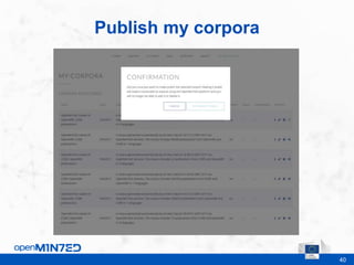 40
Publish my corpora
This is where the footer goes
 