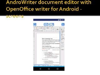 AndroWriter document editor with OpenOffice Writer using OffiDocs