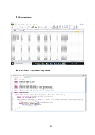 65
2. Airports data set
3.0 Word Count Program for Map reduce
 