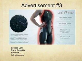 Advertisement #3Speedo LZR Racer Fastskin swimsuit Advertisement
