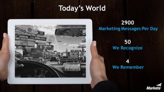Page	
  5
Today’s World
2900
Marketing Messages Per Day
50
We Recognize
4
We Remember
 