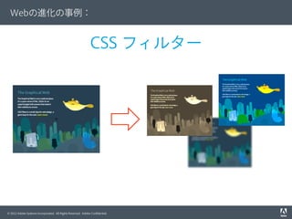 Webの進化の事例：

CSS フィルター

© 2012 Adobe Systems Incorporated. All Rights Reserved. Adobe Conﬁdential.

 