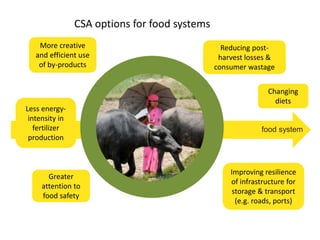 CSA options for food systems 
Changing 
diets 
food system 
More creative 
and efficient use 
of by-products 
Less energy-...