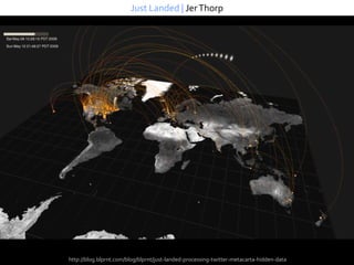 Just Landed | Jer Thorp




http://blog.blprnt.com/blog/blprnt/just-landed-processing-twitter-metacarta-hidden-data
 