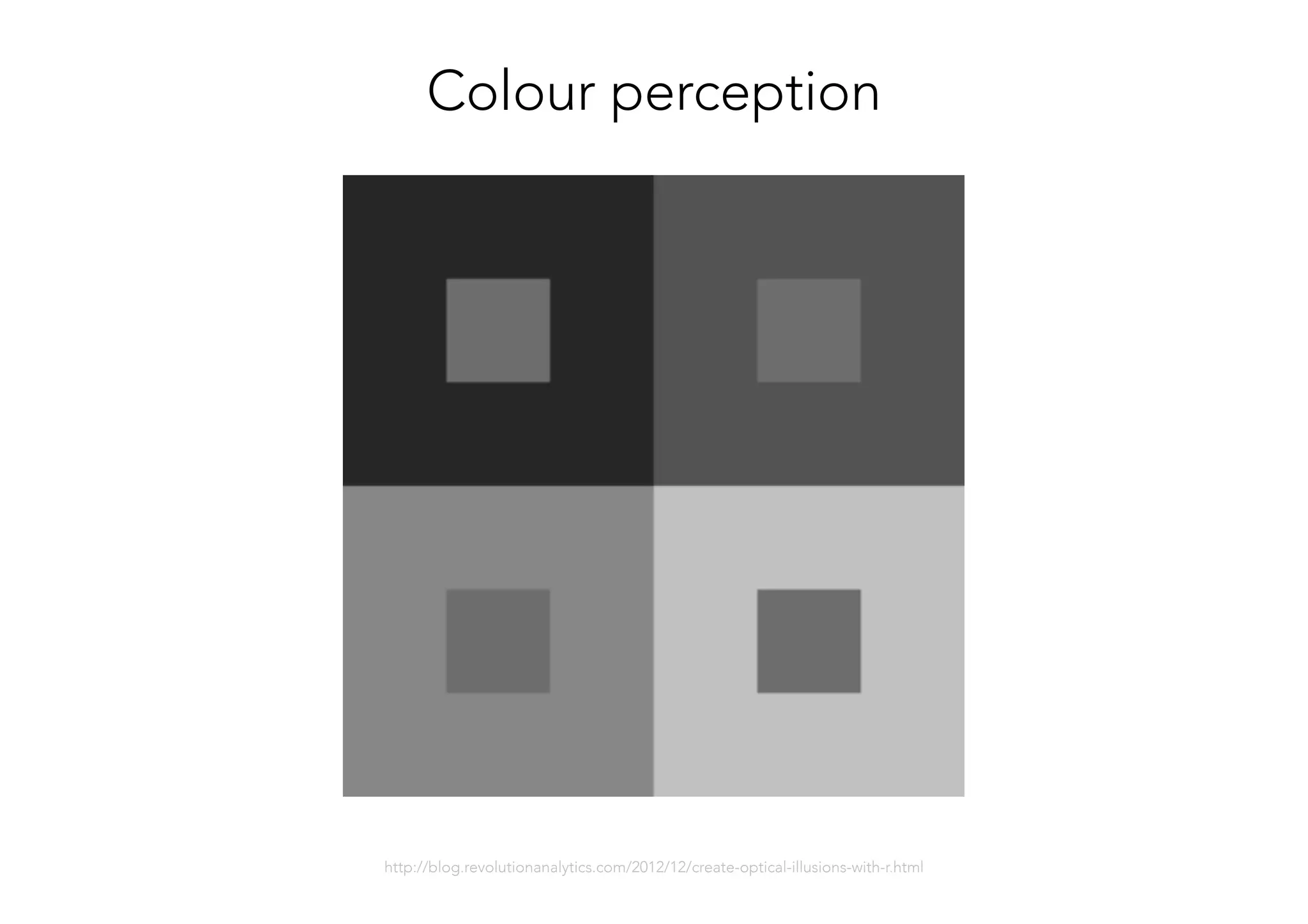 http://blog.revolutionanalytics.com/2012/12/create-optical-illusions-with-r.html
Colour perception
 