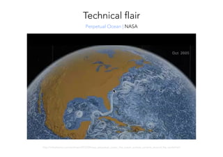 http://infosthetics.com/archives/2012/03/nasa_perpetual_ocean_the_ocean_surface_currents_around_the_world.html 
Perpetual Ocean | NASA
Technical flair
 