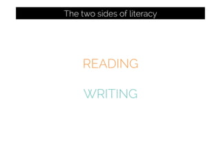 READING
WRITING
The two sides of literacy
 