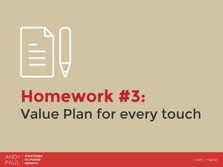 © 2015 | PAGE 33
Homework #3:
Value Plan for every touch
 
