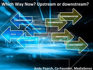 Wednesday 3rd November 2010
Which Way Now ?
Stick or Twist
This document is private and confidential and contains privileged and proprietary information.
Which Way Now? Upstream or downstream?
Andy Pearch, Co-Founder, MediaSense
 