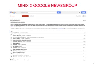 49
MINIX 3 GOOGLE NEWSGROUP
 
