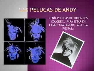 LAS PELUCAS DE ANDYTENÍA PELUCAS DE TODOS LOS COLORES…  PARA ESTAR EN CASA, PARA PASEAR, PARA IR A FIESTAS…