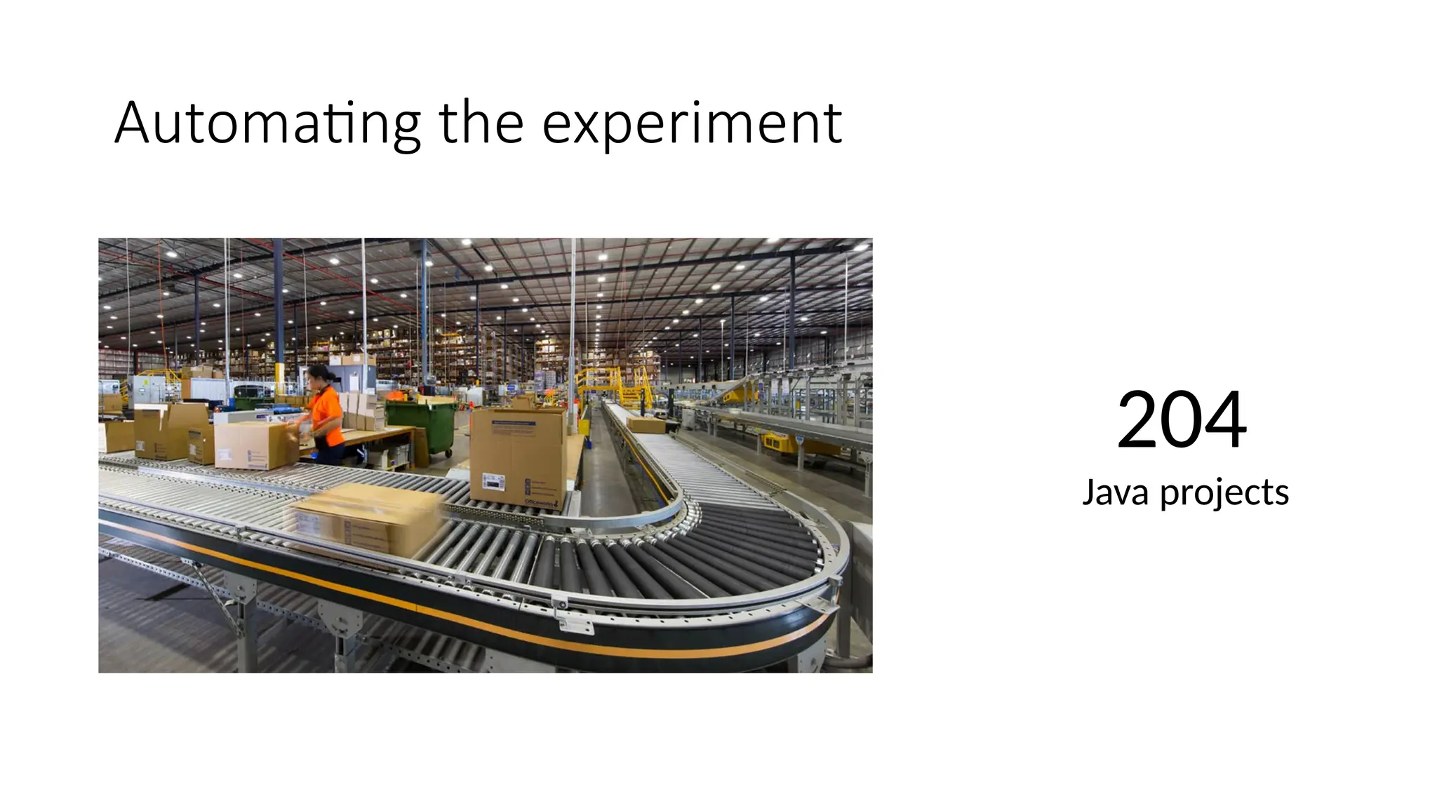 Automating the experiment
204
Java projects
 