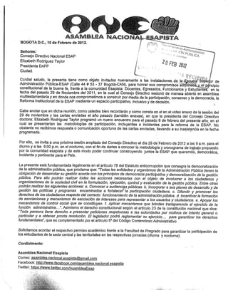 ESAP Carta citación  Concejo Directivo para Metodología participativa de reforma