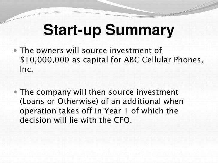 Business plan summary format