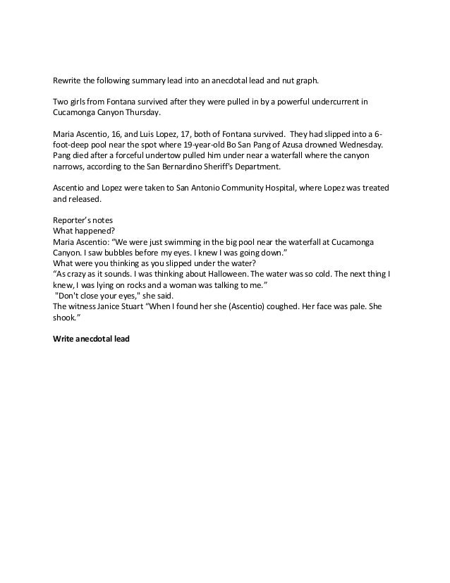 Summary leads examples picture