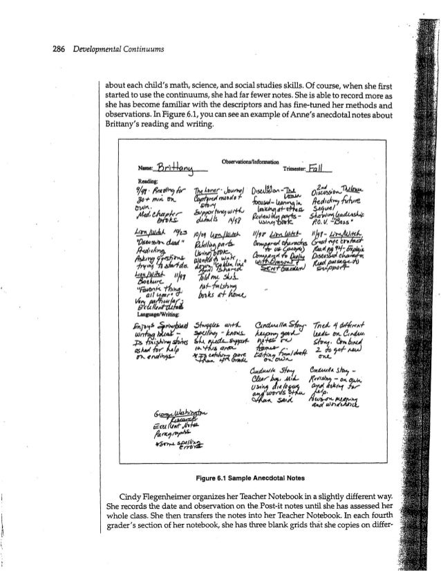 Anecdotal Notes And Checklists