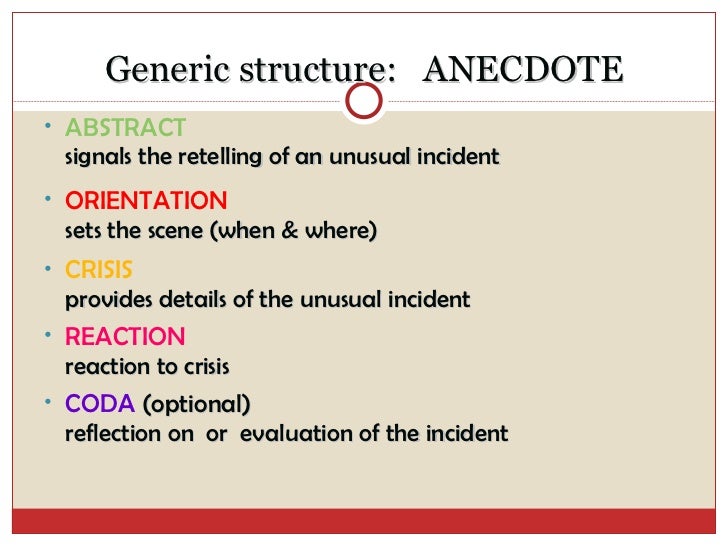 Generic structure of anecdote text
