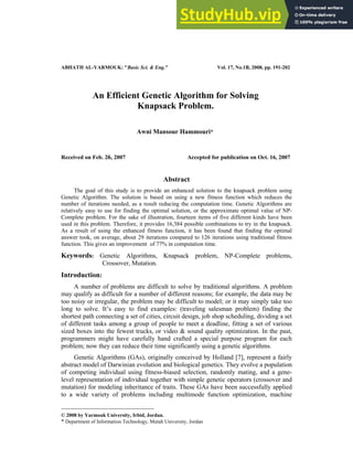 An Efficient Genetic Algorithm for Solving Knapsack Problem.pdf