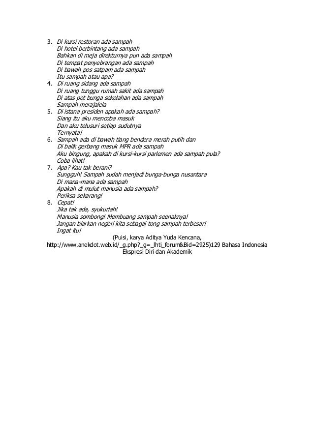 Struktur Teks Anekdot Puisi Itu Sampah Atau Apa - KT Puisi