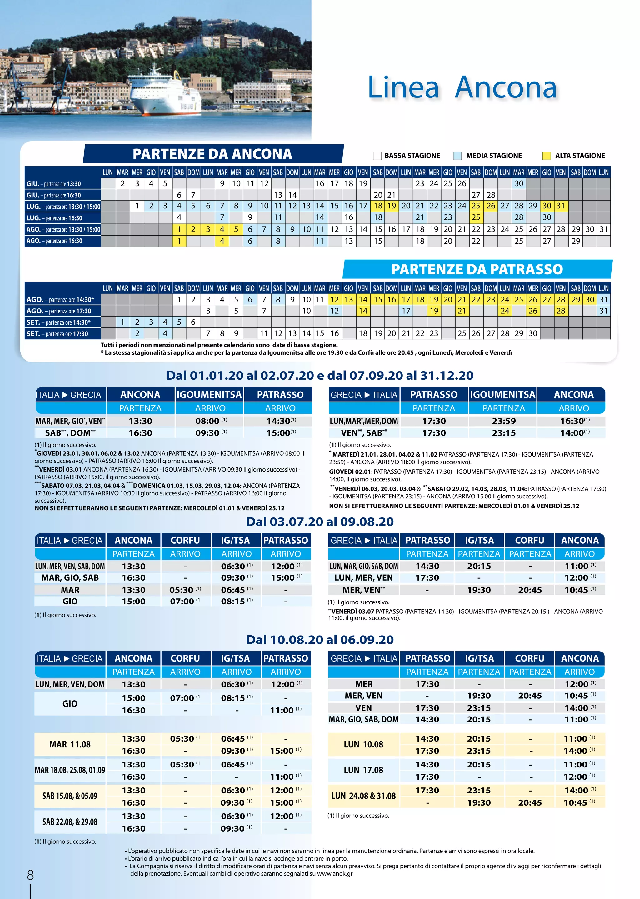 Anek Lines Fahrplan 2020