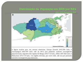 Distribuição da População em 2005 por RA’s
                          Fonte :PDTU-Município RJ - 2006
 