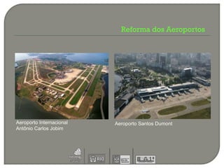 Reforma dos Aeroportos




Aeroporto Internacional   Aeroporto Santos Dumont
Antônio Carlos Jobim
 