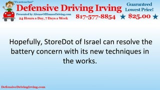 Hopefully, StoreDot of Israel can resolve the
battery concern with its new techniques in
the works.
 
